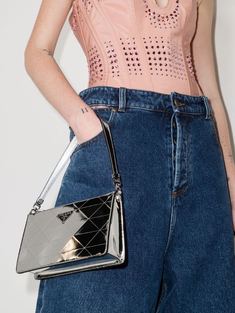 Silver Patent Leather Mini Shoulder Bag