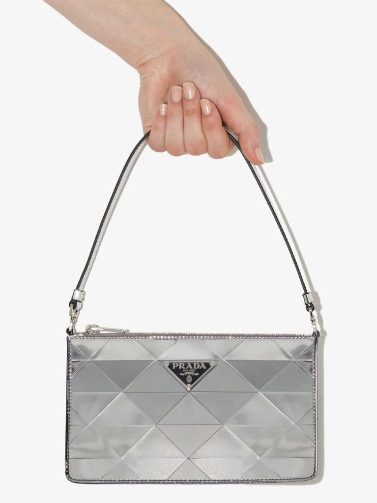 Silver Patent Leather Mini Shoulder Bag