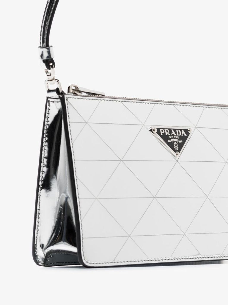 Silver Patent Leather Mini Shoulder Bag