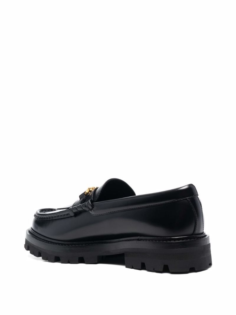 Black Margaret Chunky Leather Loafers