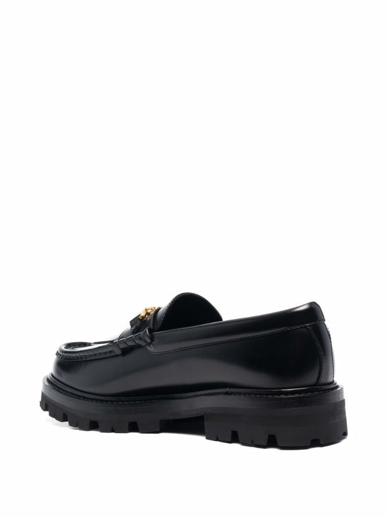 Black Margaret Chunky Leather Loafers