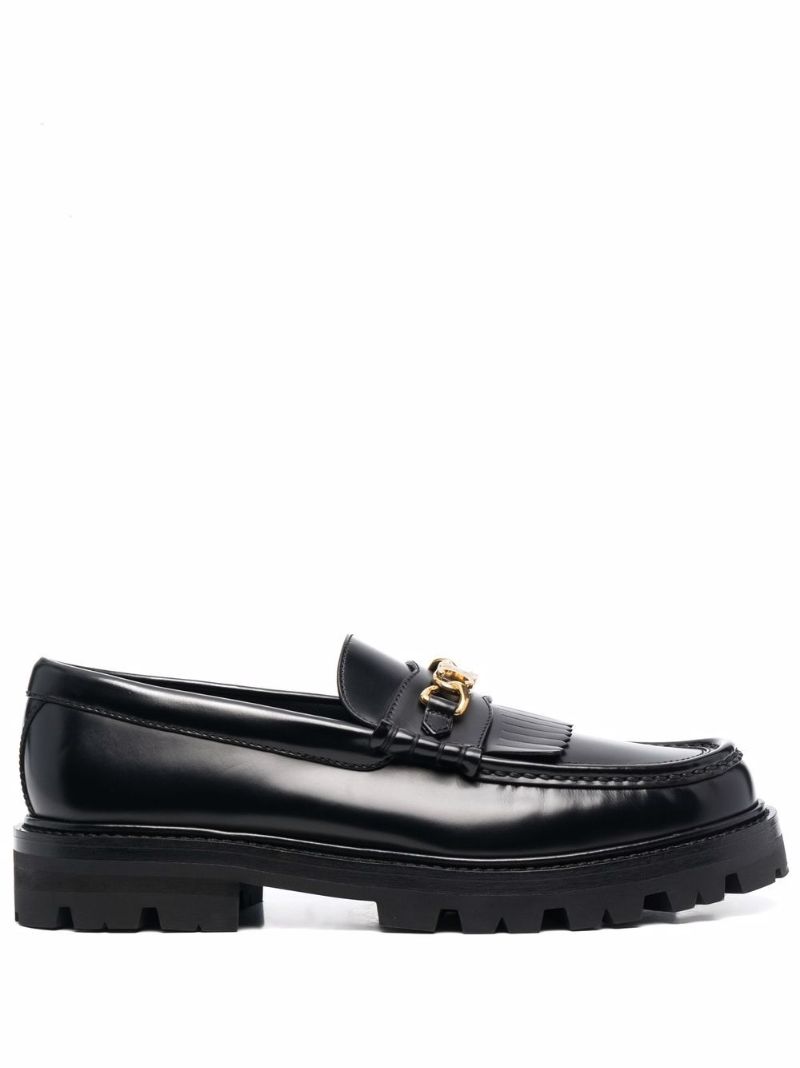 Black Margaret Chunky Leather Loafers
