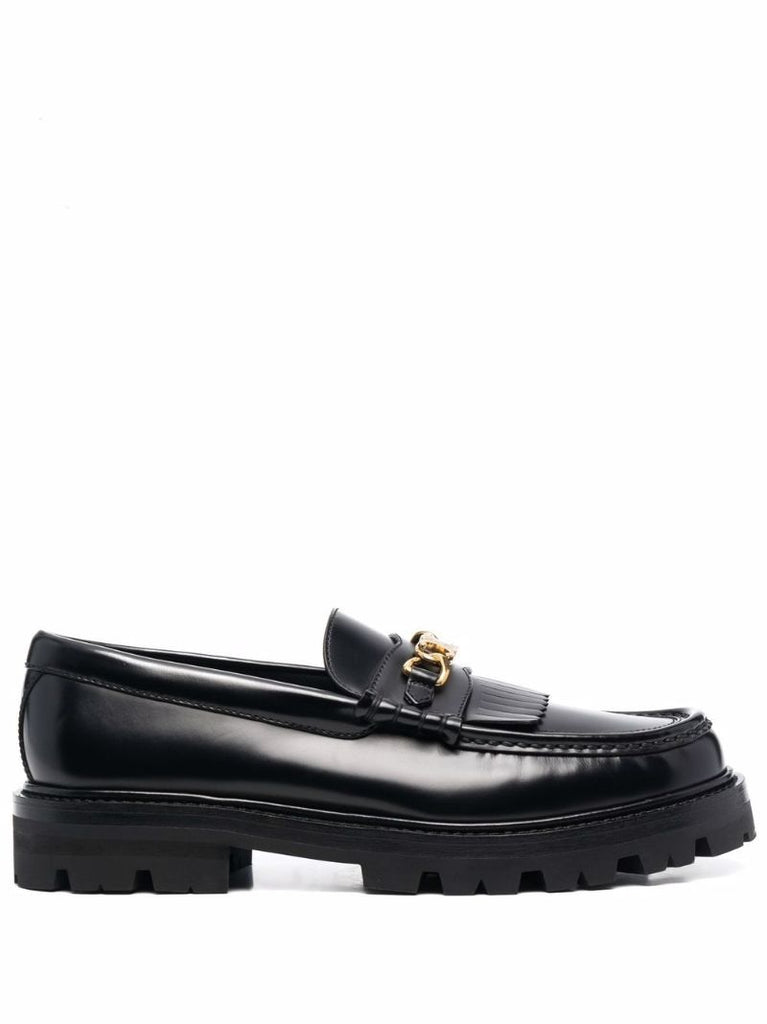 Black Margaret Chunky Leather Loafers