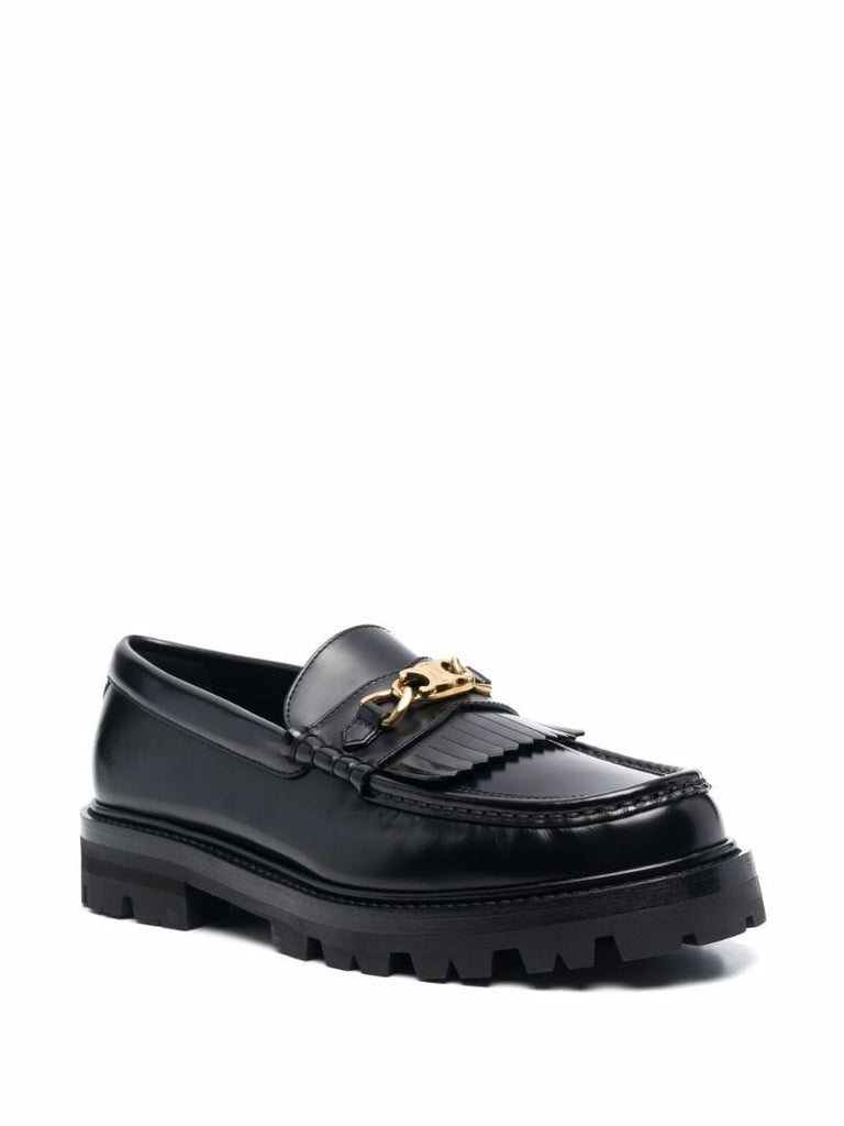 Black Margaret Chunky Leather Loafers