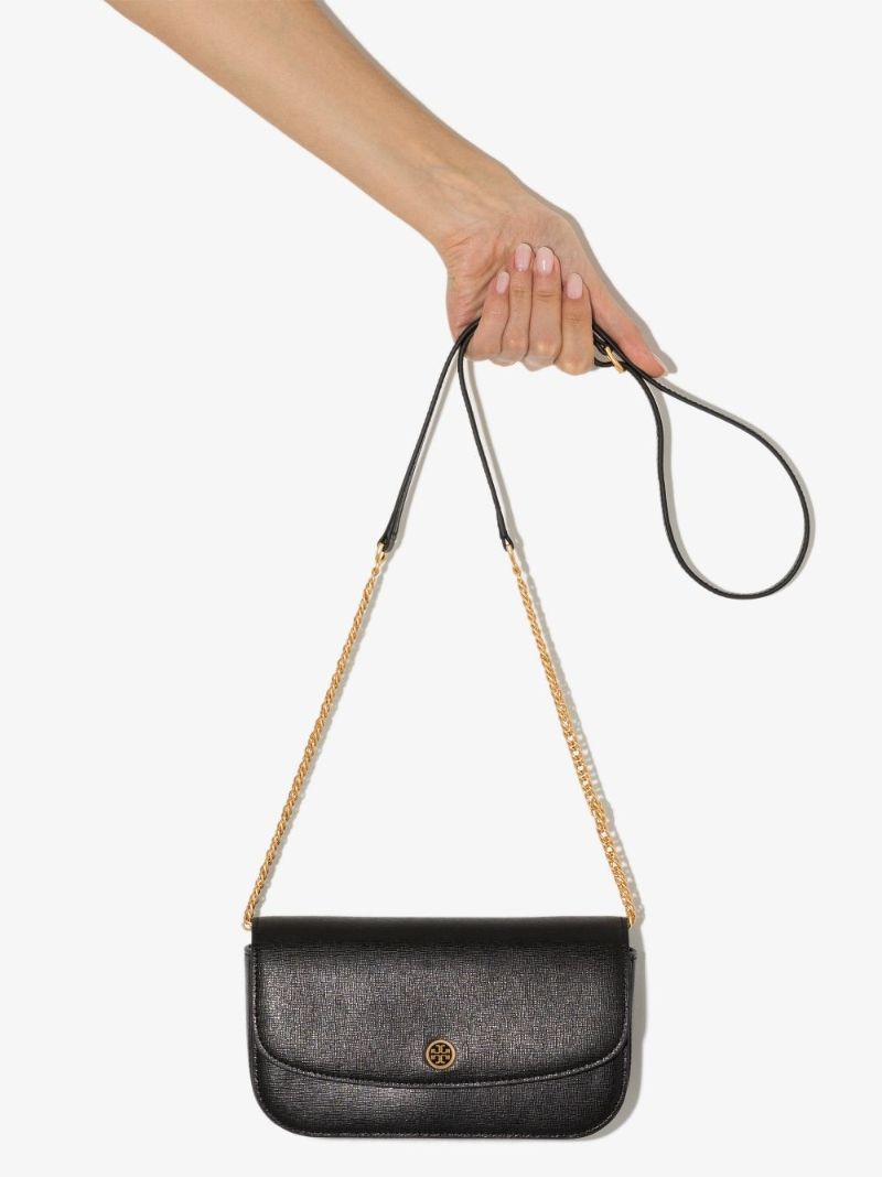 Black Robinson Leather Wallet on Chain