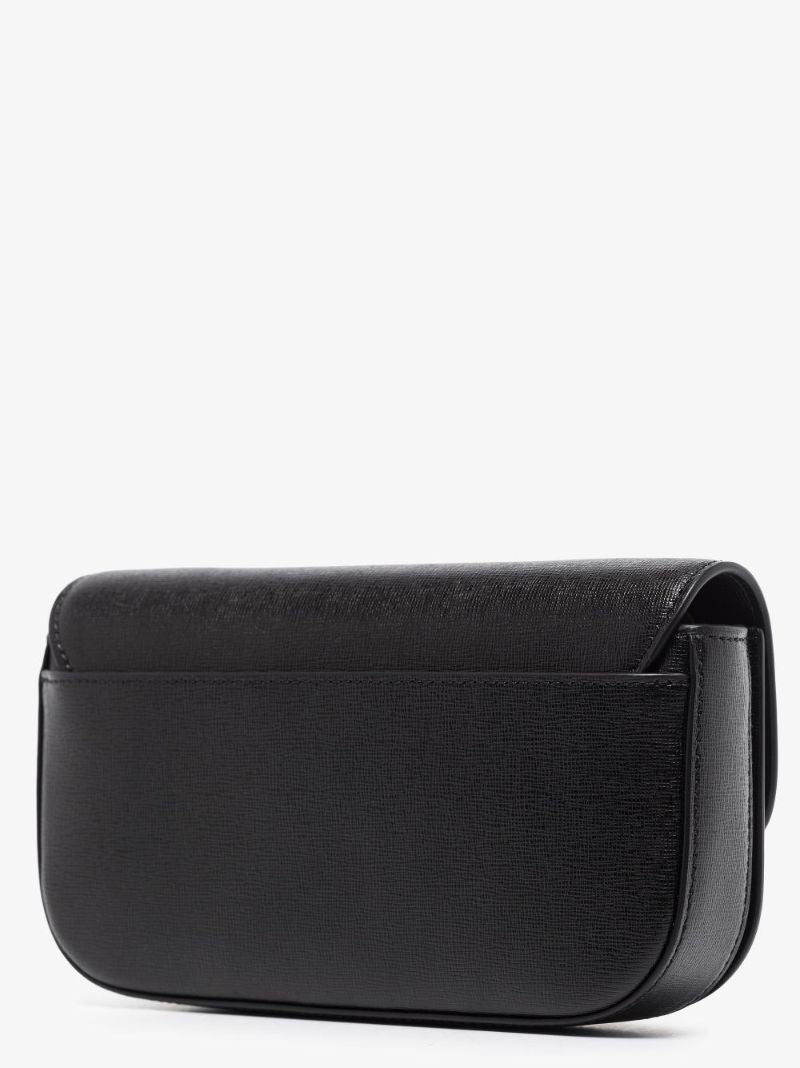 Black Robinson Leather Wallet on Chain