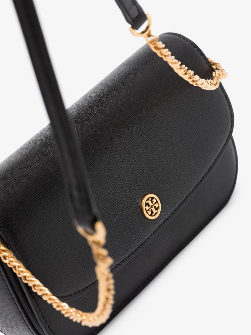 Black Robinson Leather Wallet on Chain