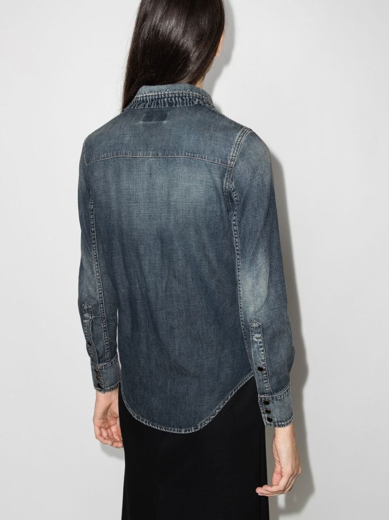 Blue Frilled Denim Shirt