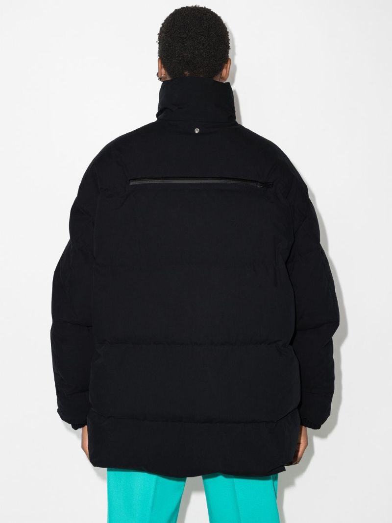 Black Hooded Quilted Cotton Coat