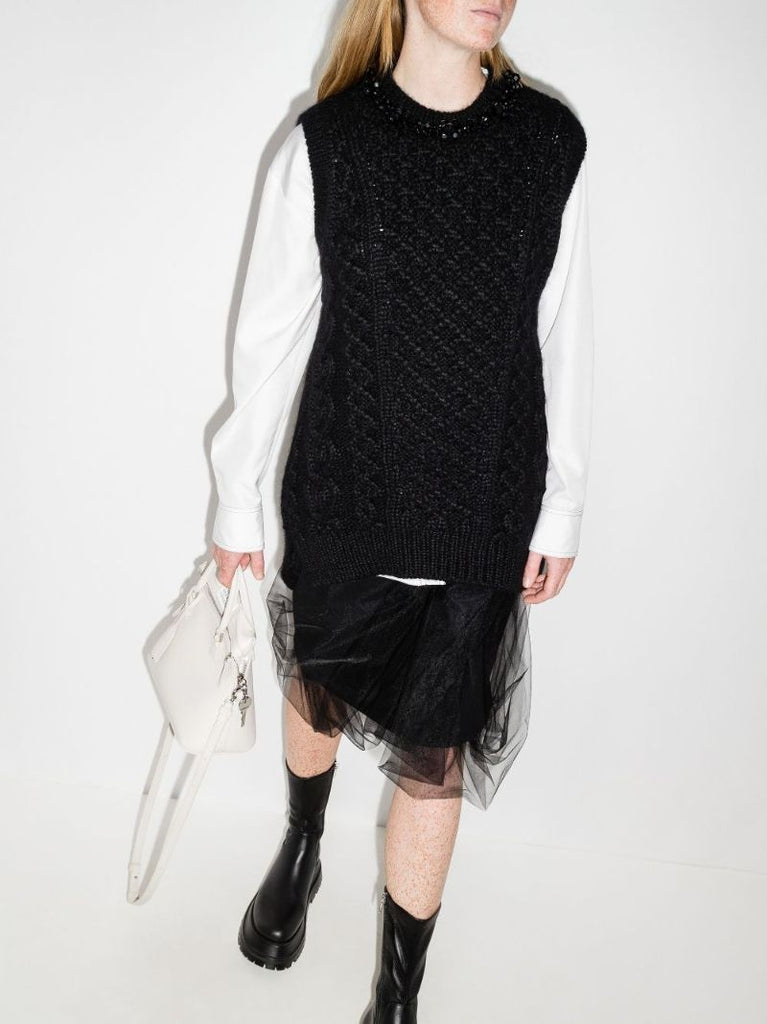 Beaded Sculpted Sweater Vest