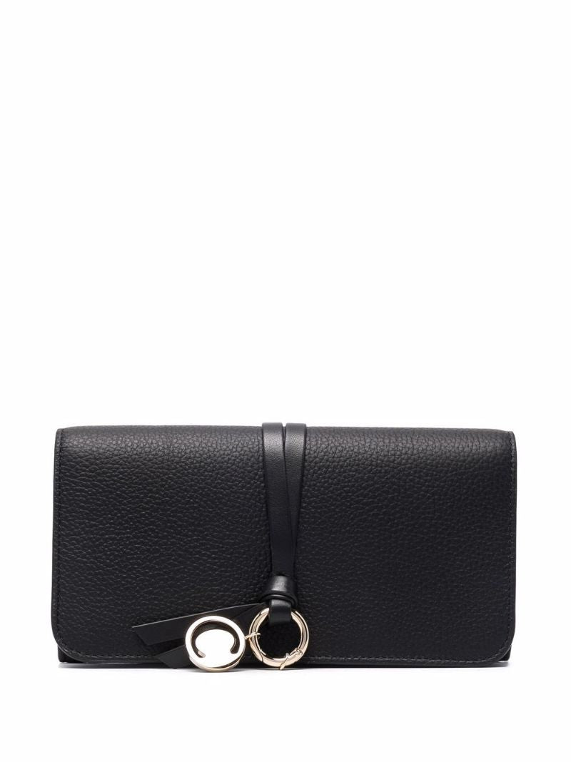 Black Logo-charm Leather Wallet