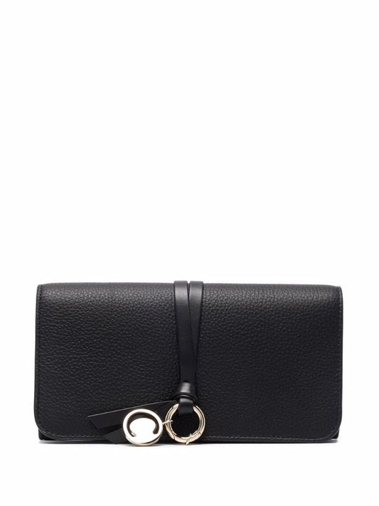 Black Logo-charm Leather Wallet