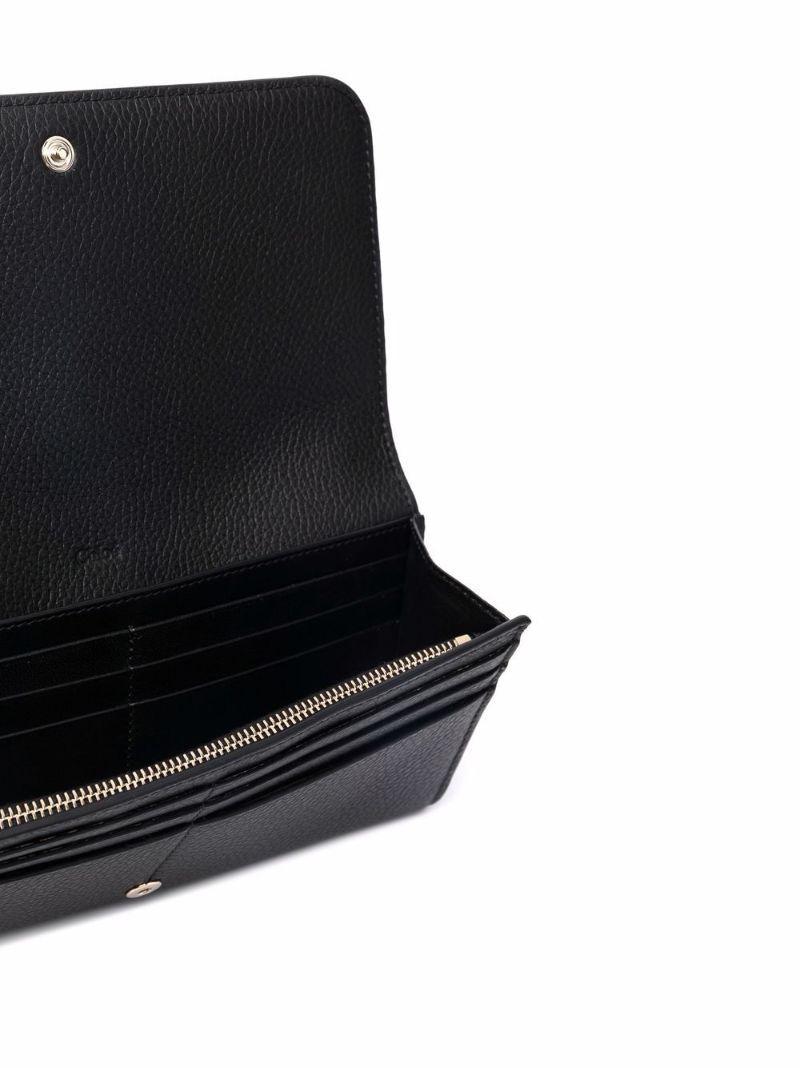 Black Logo-charm Leather Wallet
