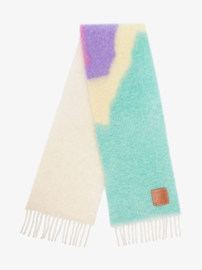 White Graphic Mohair Scarf