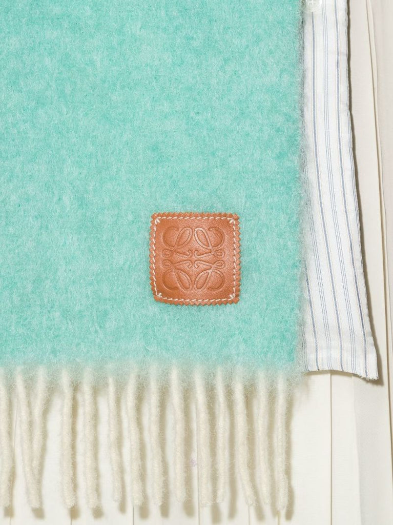 White Graphic Mohair Scarf
