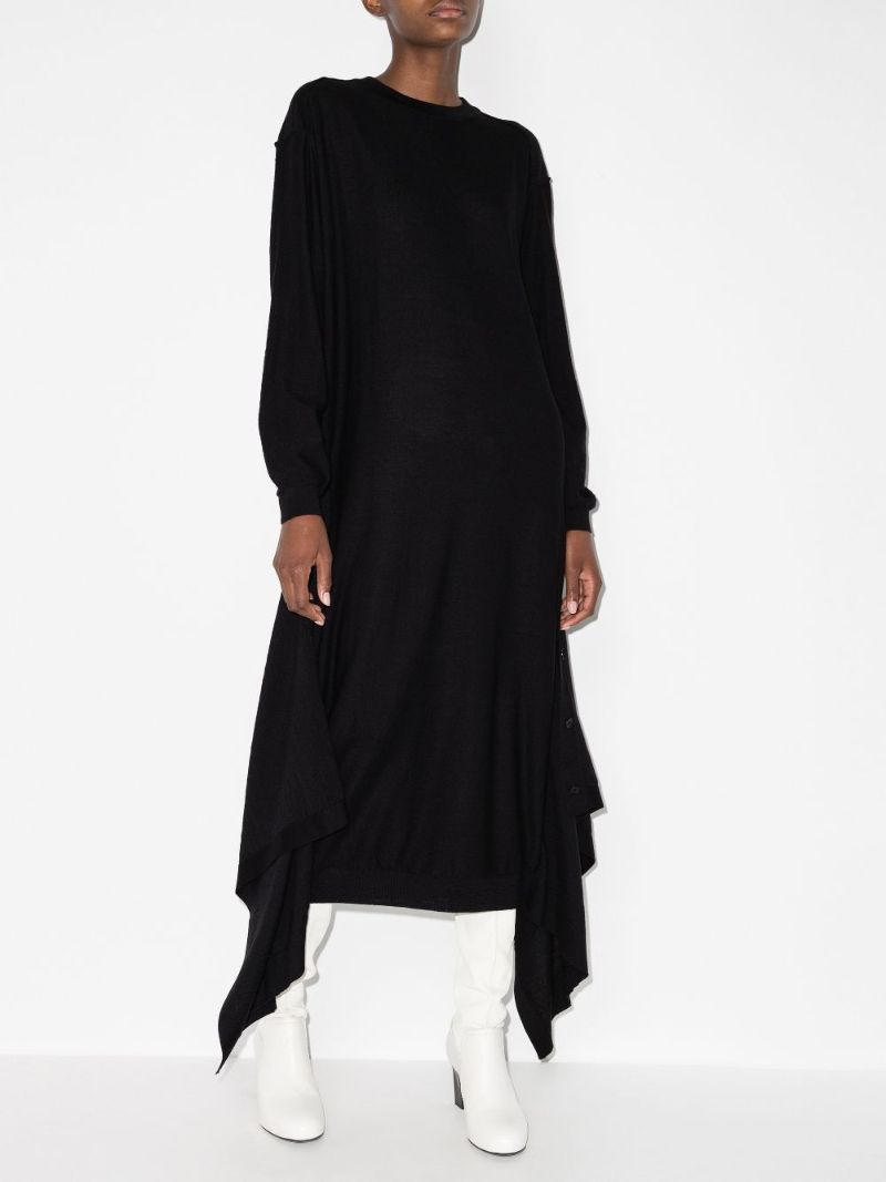 Double Layer Draped Midi Dress