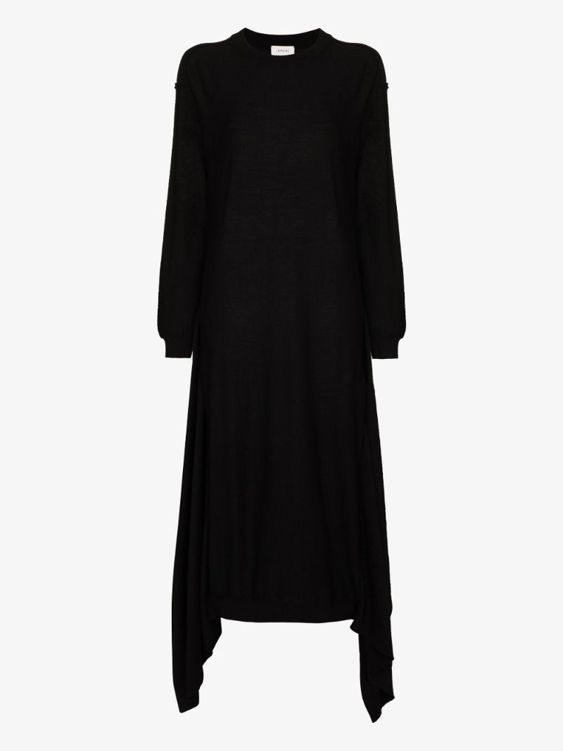 Double Layer Draped Midi Dress