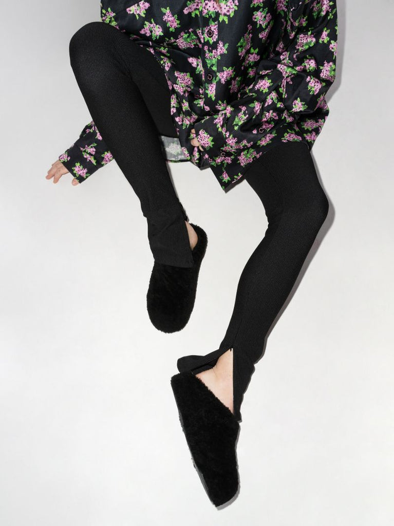 Black Giuly 35 Flatform Shearling Slippers