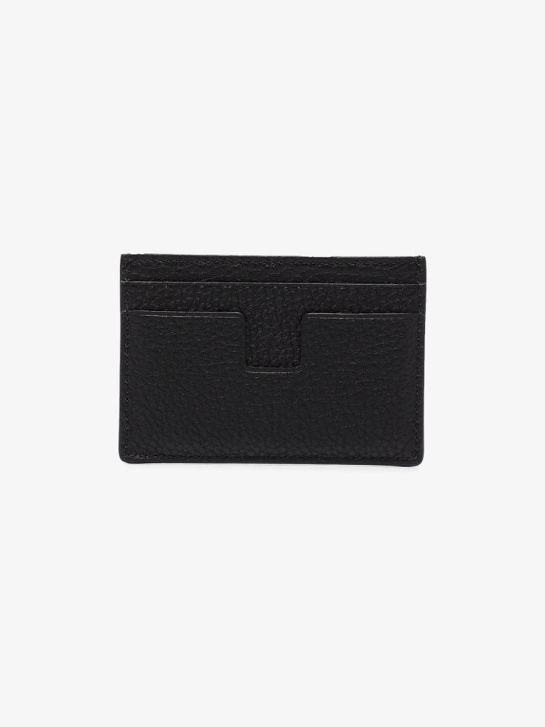 Black T Line Leather Card Holder