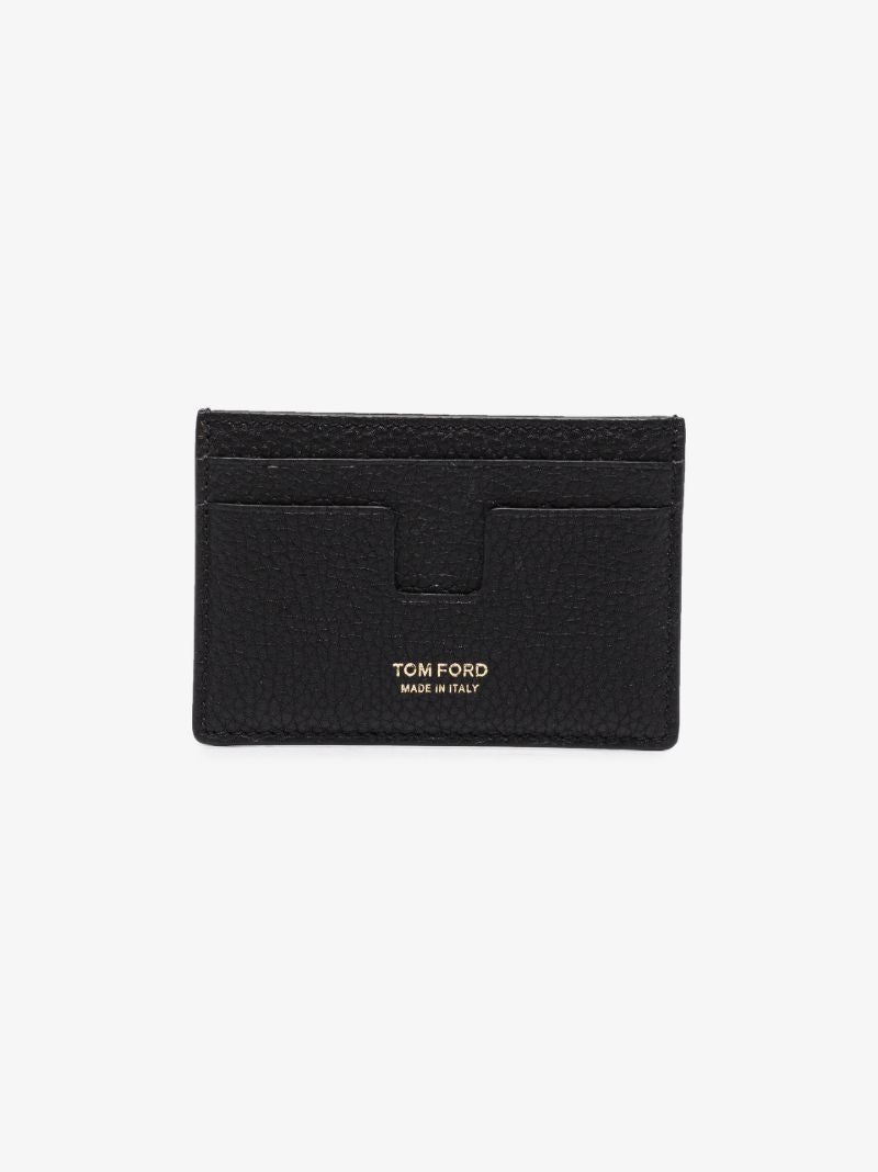 Black T Line Leather Card Holder