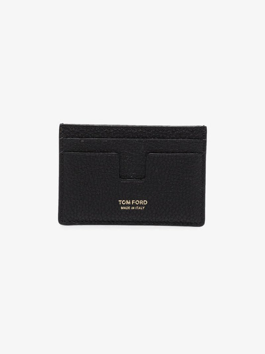 Black T Line Leather Card Holder