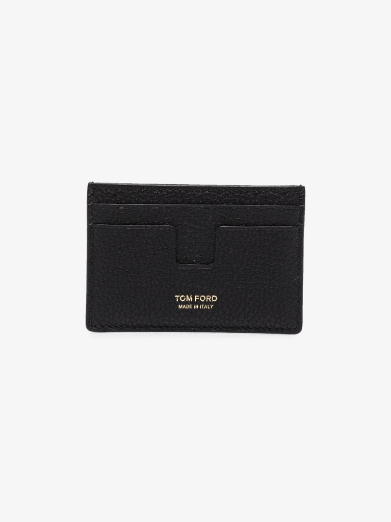 Black T Line Leather Card Holder
