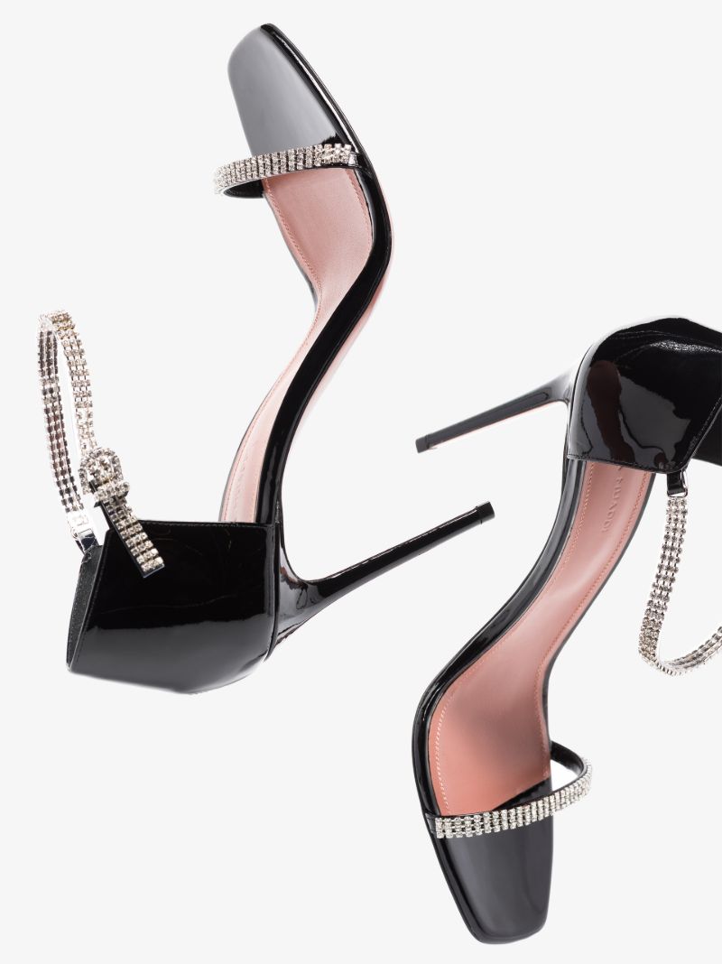 Black Ursina 95 Crystal Leather Sandals