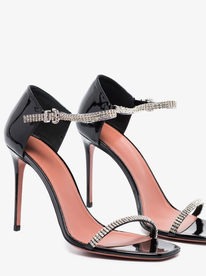 Black Ursina 95 Crystal Leather Sandals