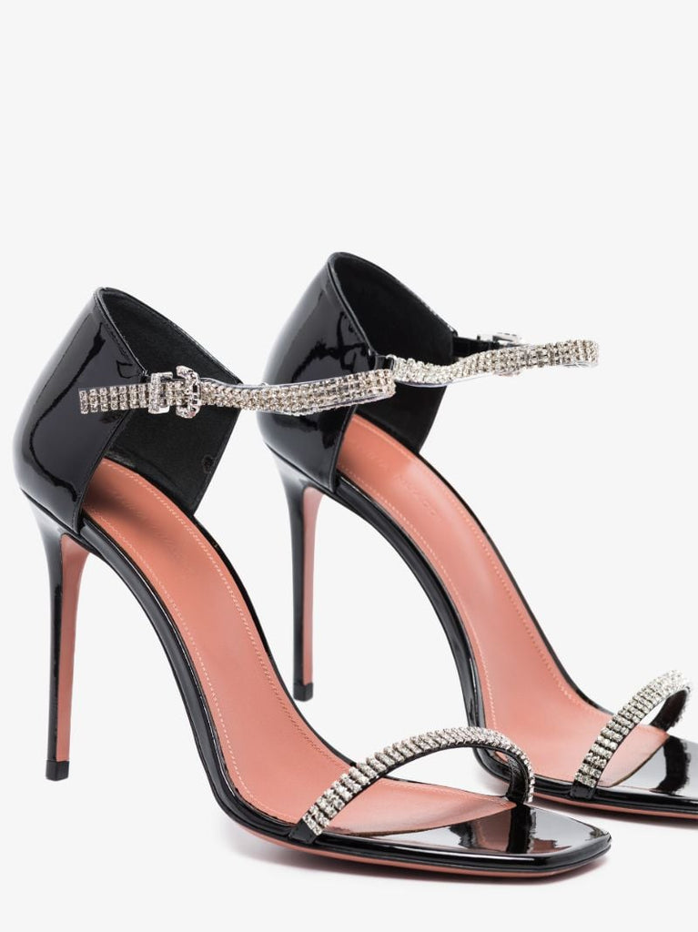 Black Ursina 95 Crystal Leather Sandals