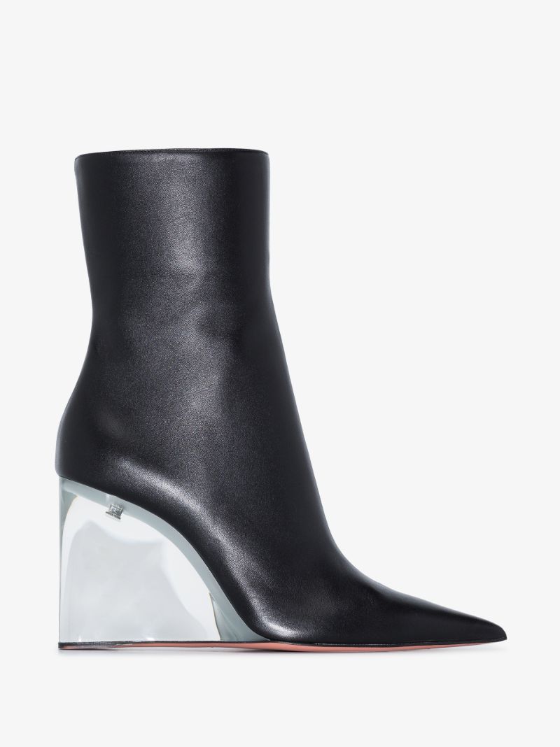 Black Pernille 95 Leather Wedge Boots