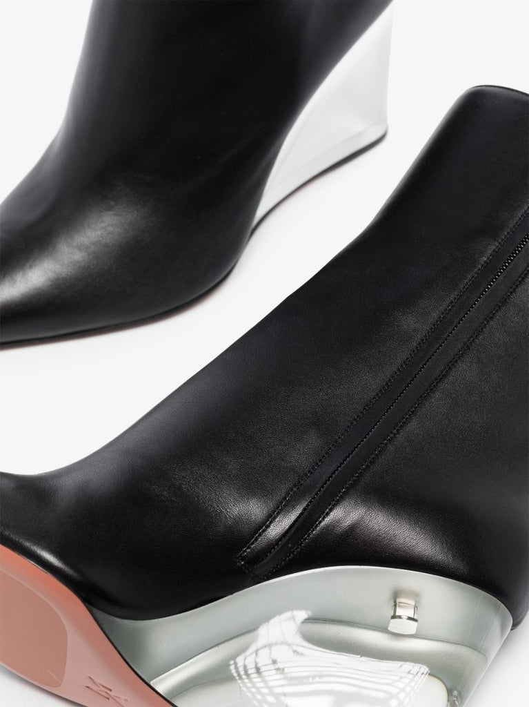 Black Pernille 95 Leather Wedge Boots