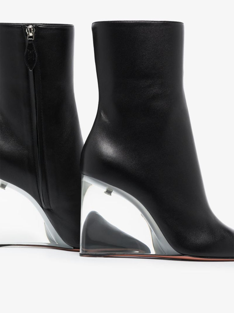Black Pernille 95 Leather Wedge Boots