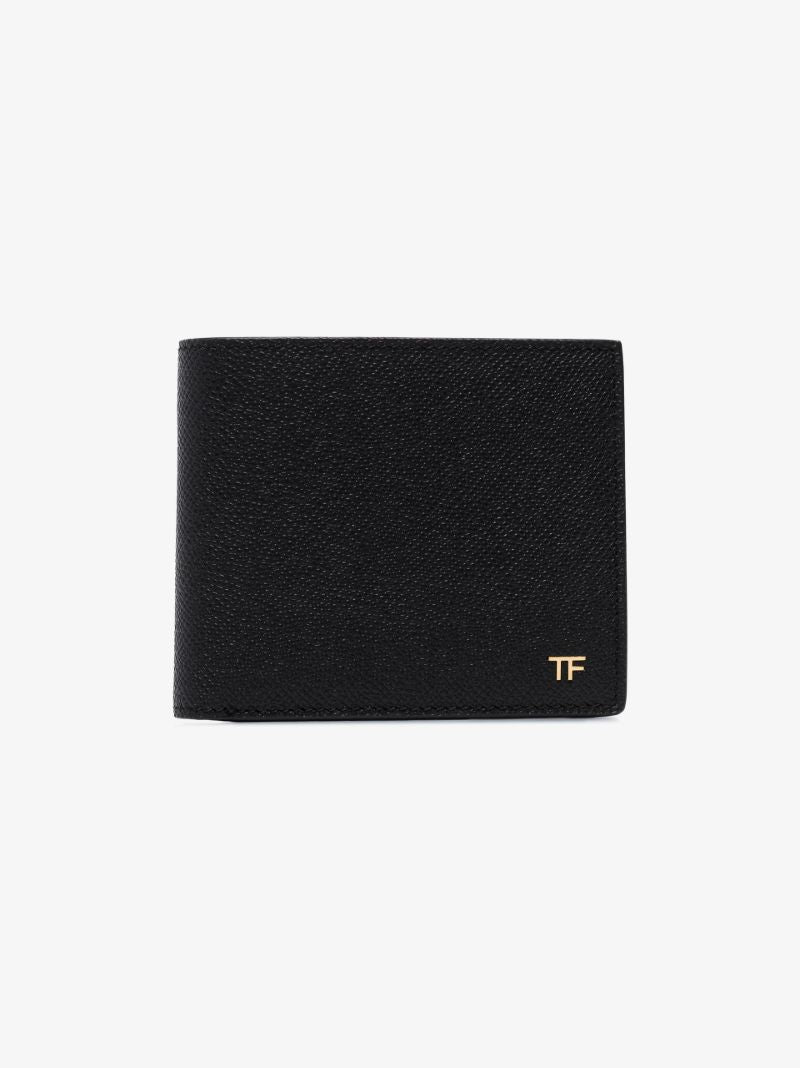 Black T Line Leather Bifold Wallet