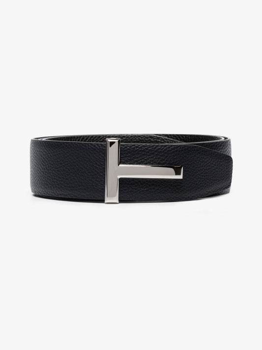 Blue Reversible T Logo Leather Belt