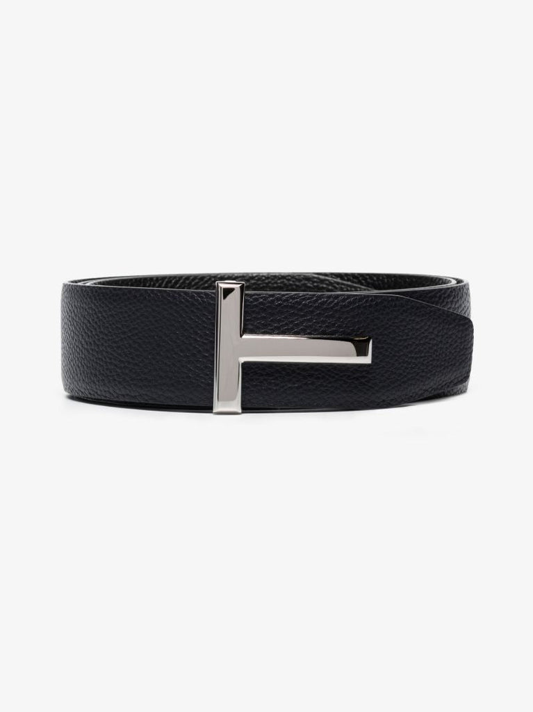 Blue Reversible T Logo Leather Belt