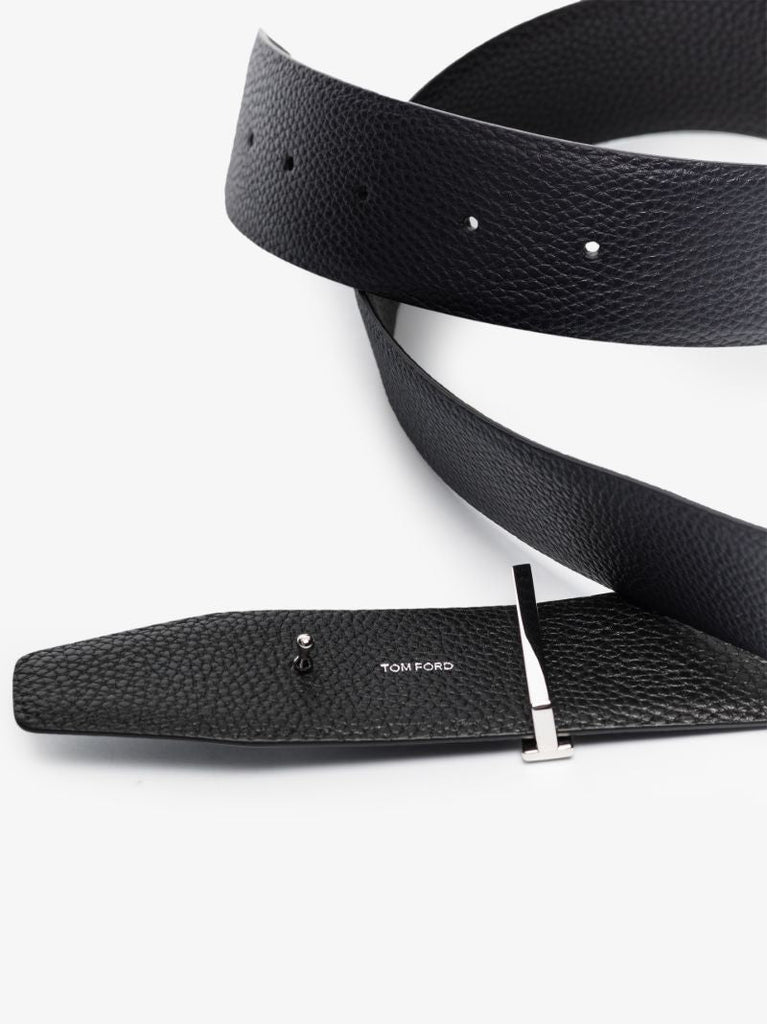 Blue Reversible T Logo Leather Belt