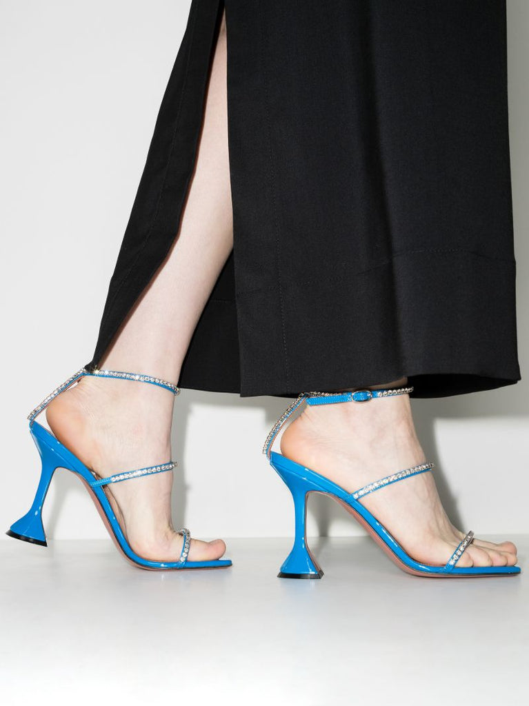Blue Gilda 95 Crystal Leather Sandals