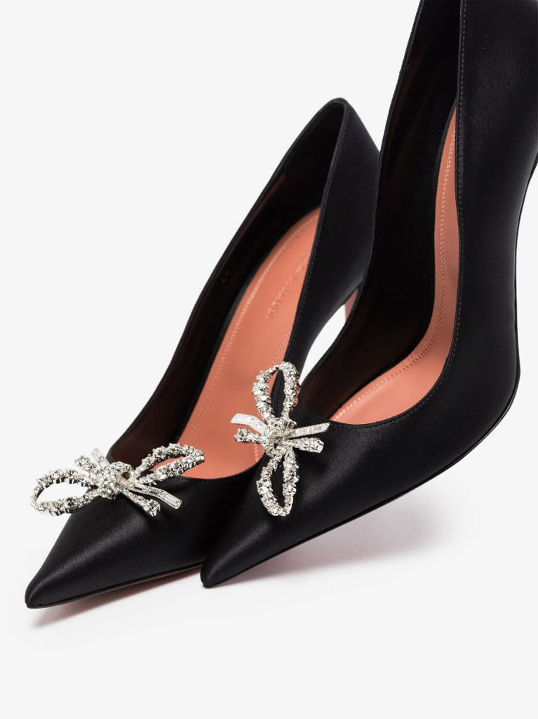 Black Rosie 95 Crystal Satin Pumps