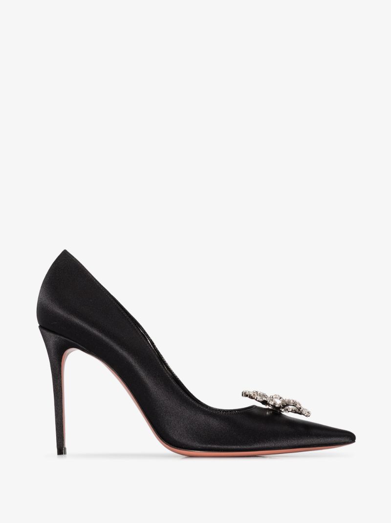 Black Rosie 95 Crystal Satin Pumps
