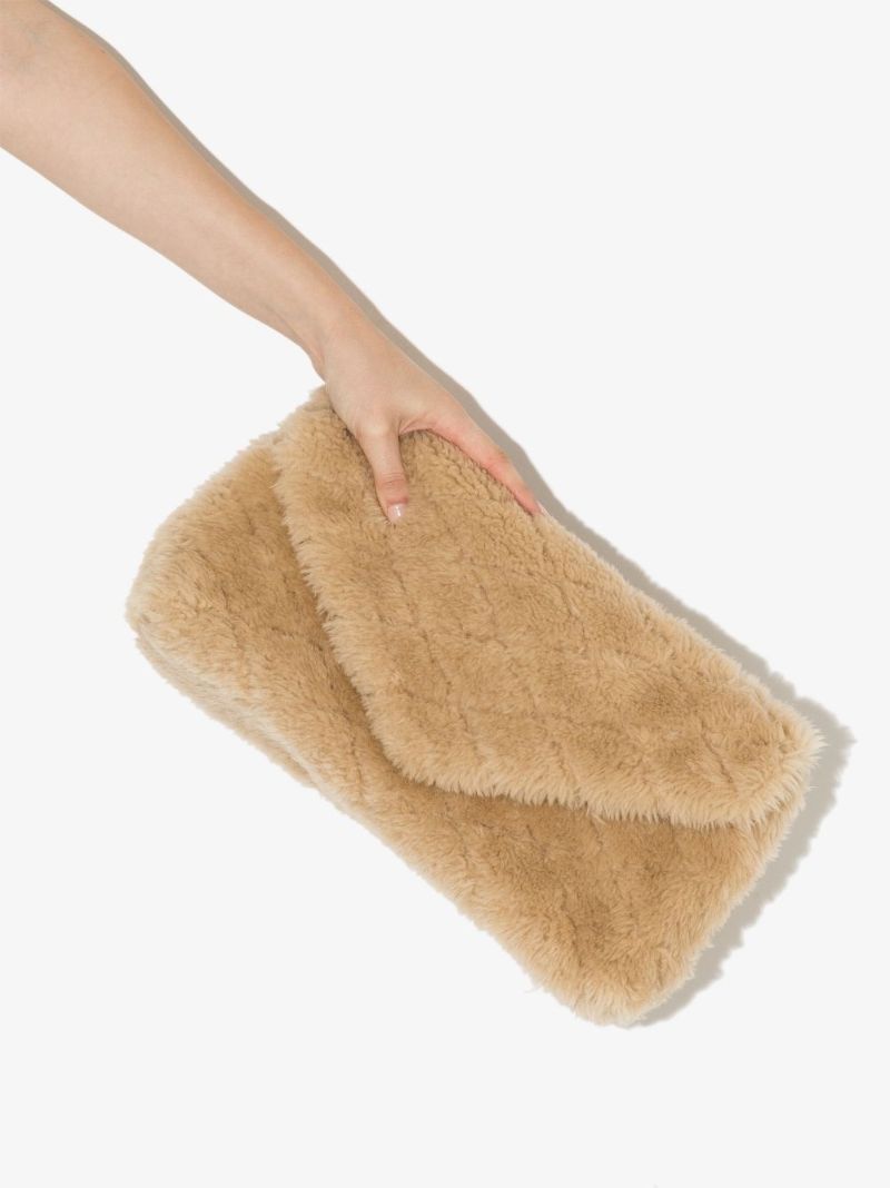 Beige Sade Shearling Clutch Bag