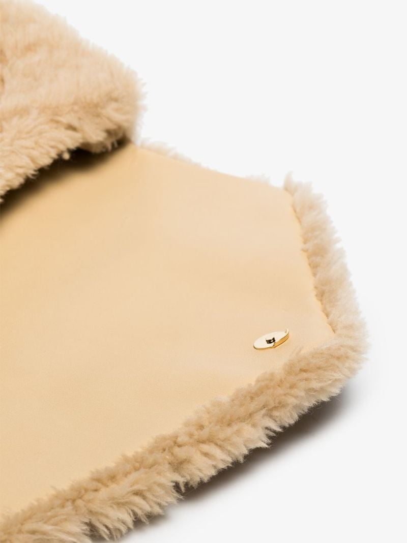 Beige Sade Shearling Clutch Bag