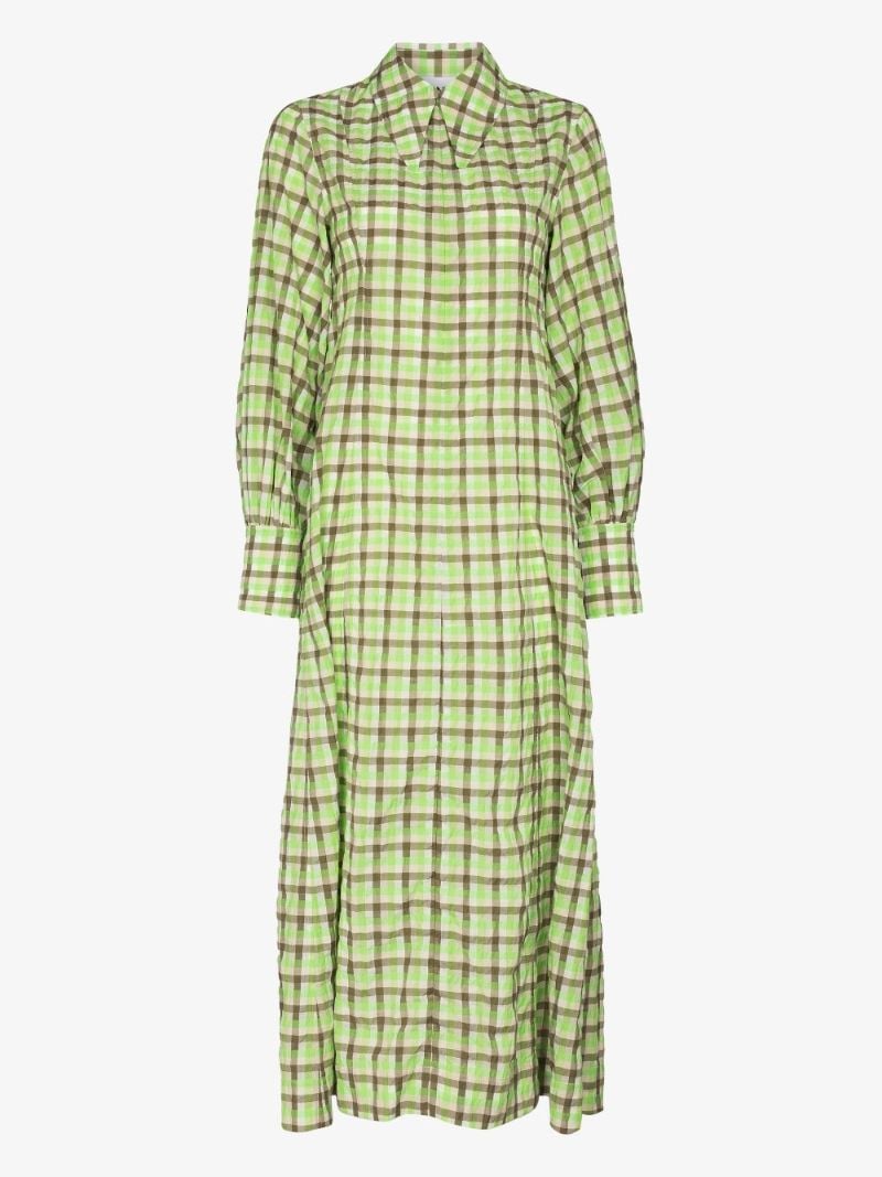 Checked Organic Cotton Midi Dress