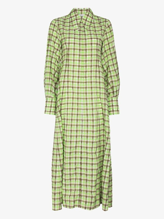 Checked Organic Cotton Midi Dress