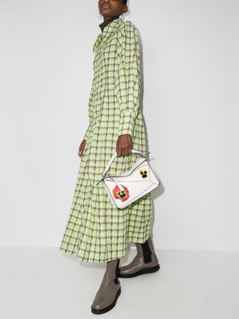 Checked Organic Cotton Midi Dress