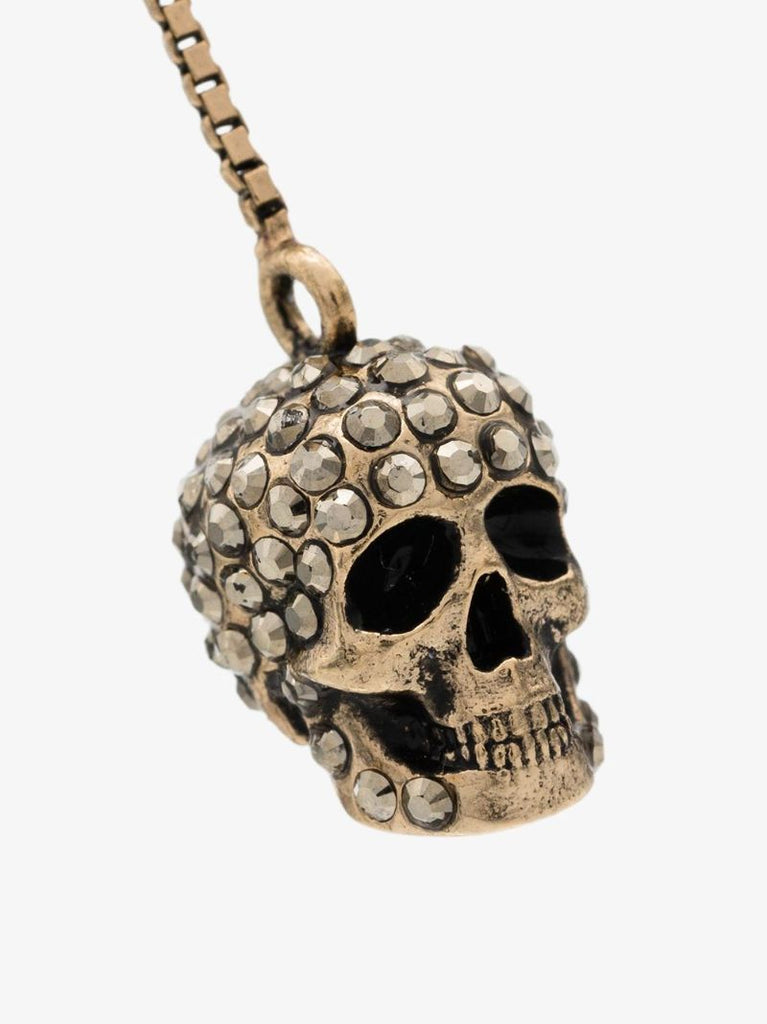 Gold-tone Crystal Skull Drop Earrings