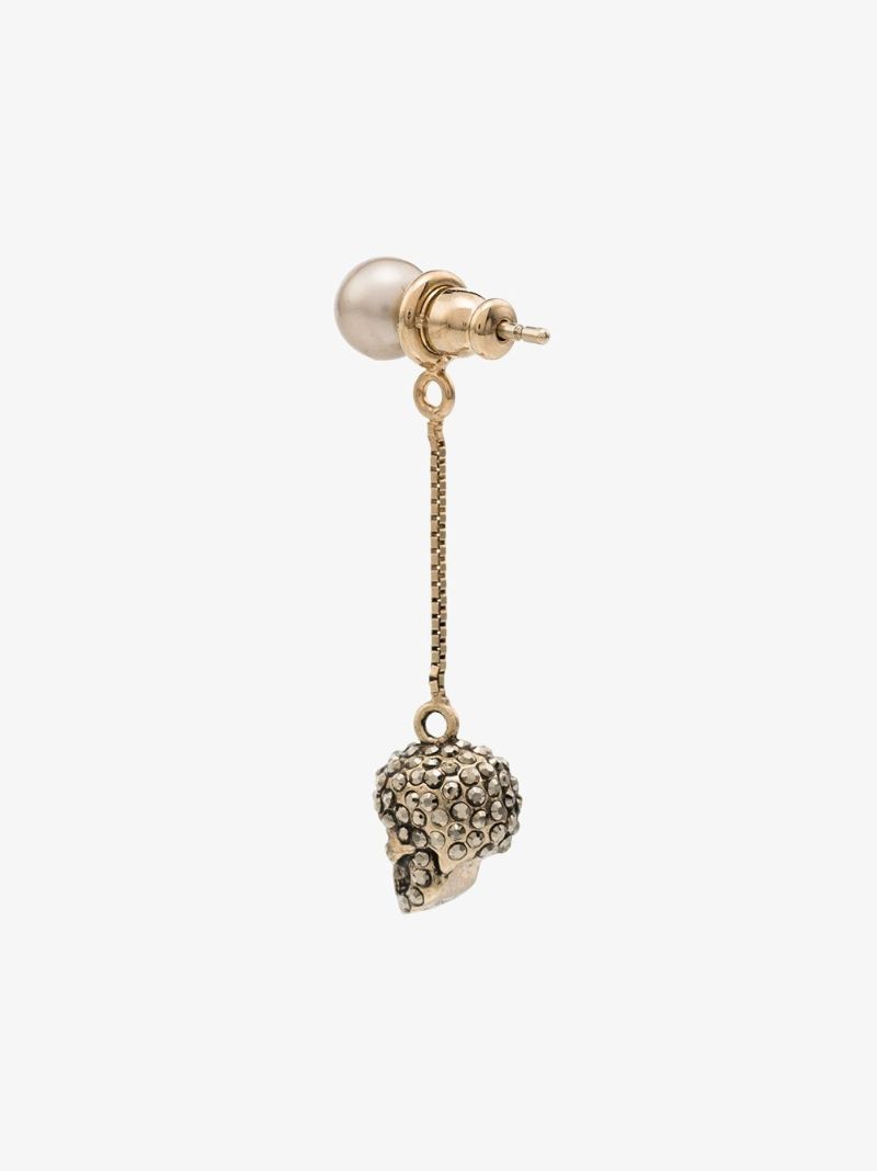 Gold-tone Crystal Skull Drop Earrings