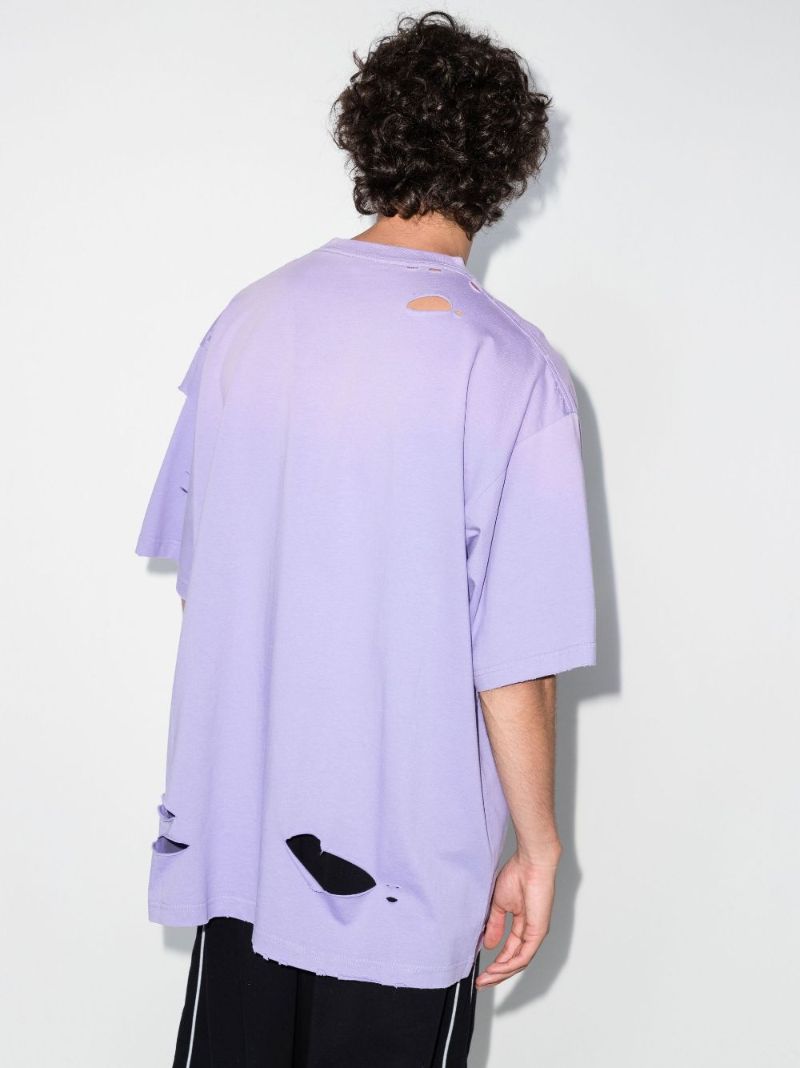 Purple Destroy Logo Cotton T-shirt