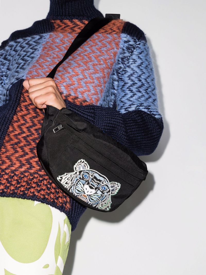 Black Tiger Logo Cross Body Bag