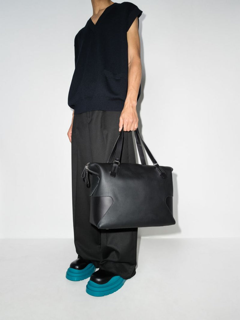 Black Leather Holdall Bag