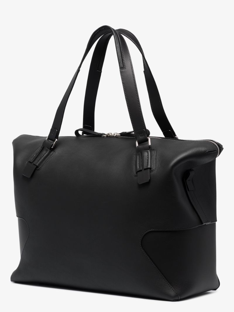 Black Leather Holdall Bag